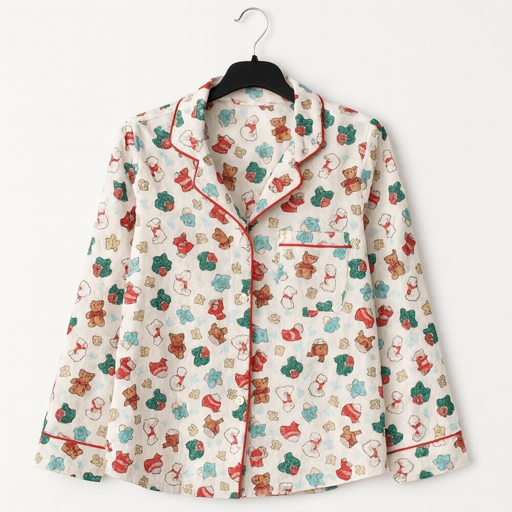 Wondershop Festive Holiday Pajama Top – Cozy Red, Green & White Print, Size M
